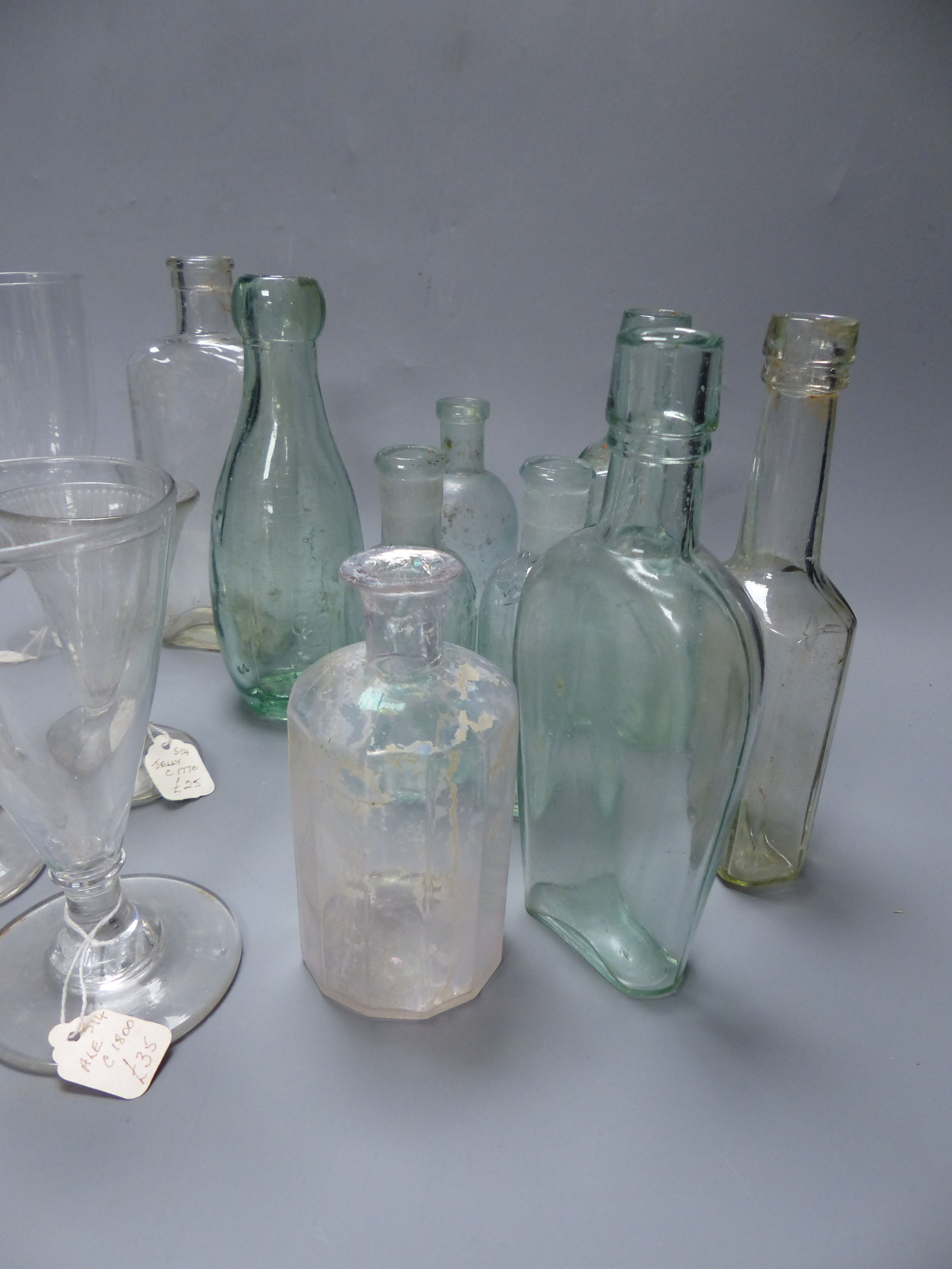 A collection of glasses and bottles, 19th century and later